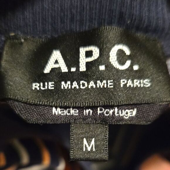 A.P.C.Striped Velour‎ Sweatshirt Navy Blue Mens Size Medium - Picture 8 of 9